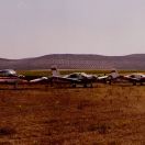 Juliol de 1981. Els remolcadors del "Campeonato nacional de Vuelo a Vela", a Mora de Toledo. Segona per l'esquerra, la nostra Rallye (EC-CEK)